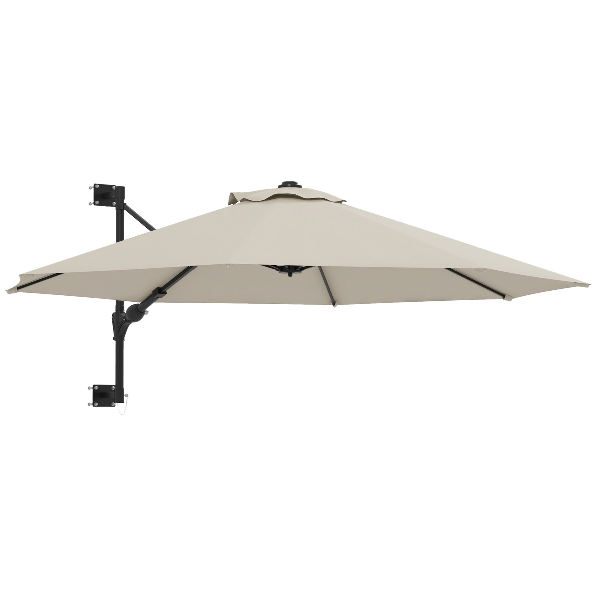 Outsunny Wall-Mounted Garden Parasol: Adjustable Patio Sun Canopy for Outdoor Relaxation, Stylish Beige