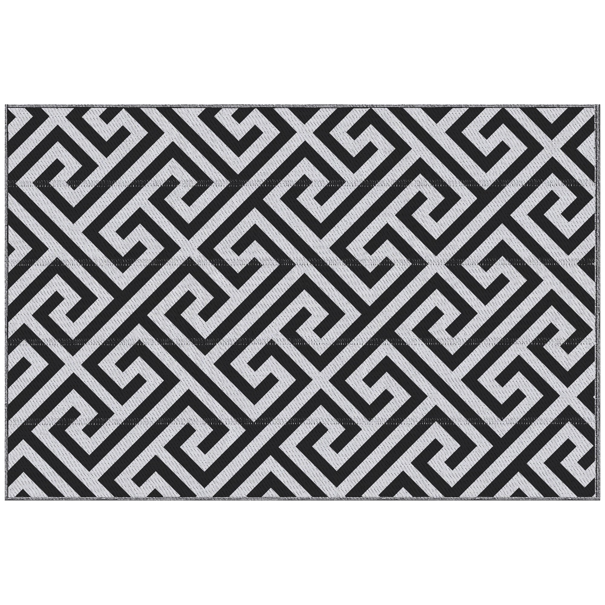 Outsunny Reversible Outdoor Mat: Portable Plastic Straw Rug for RVs, Gardens & Decks, Black & White, 121x182 cm