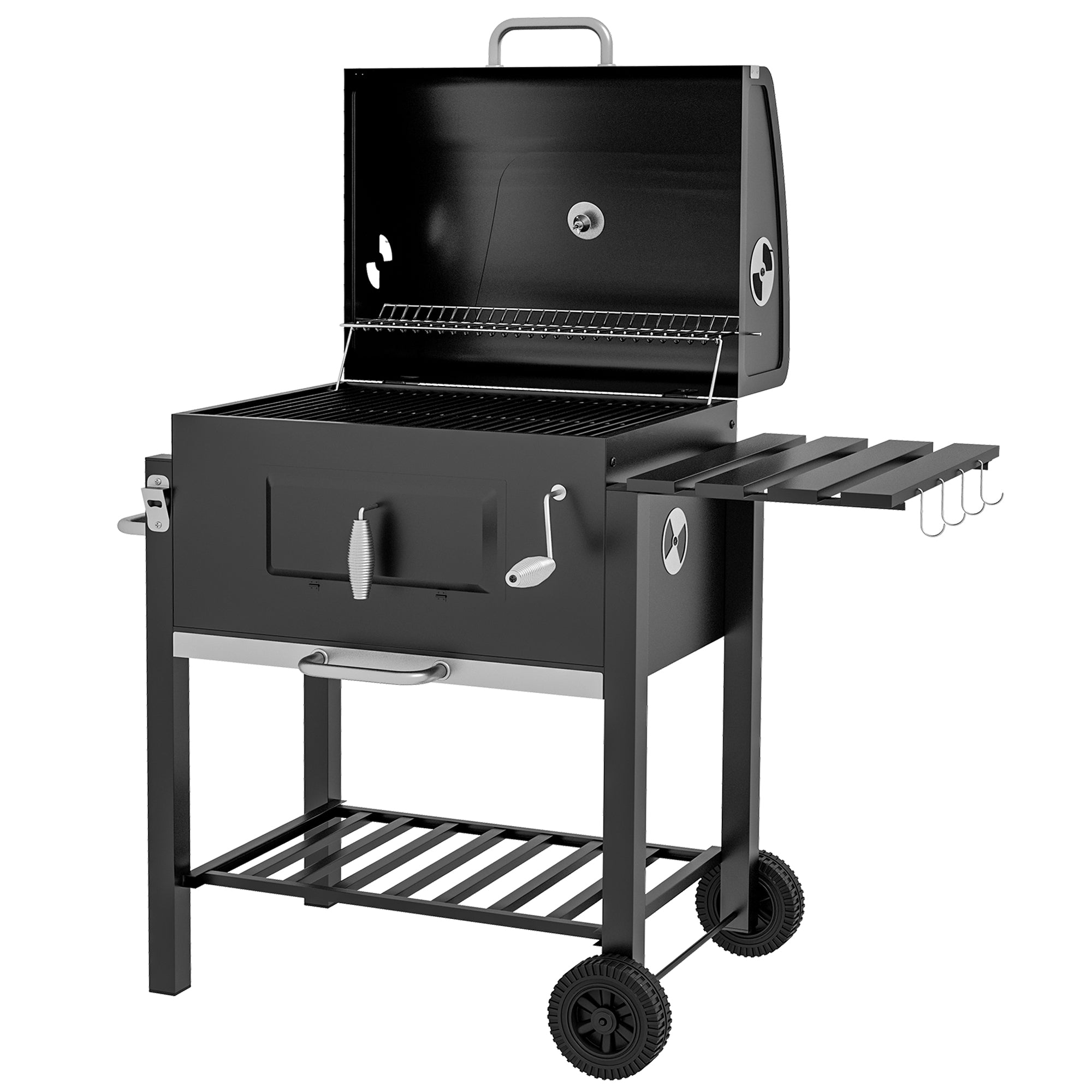 Outsunny Charcoal Grill, with Height-Adjustable Coal Pan - Black