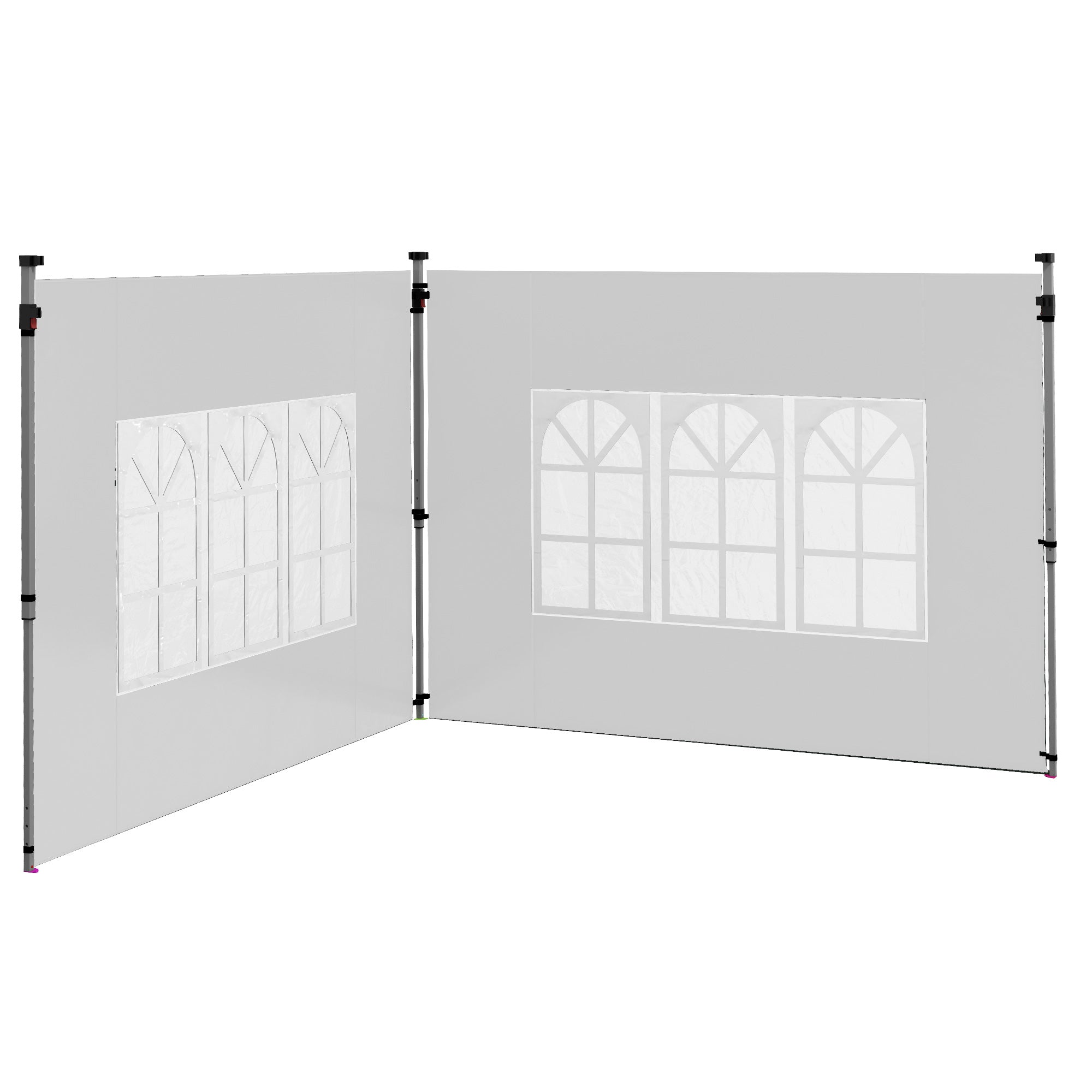 Outsunny Gazebo Side Panels with Windows, Replacement for 3x3(m) or 3x4m Gazebo, 2 Pack, White