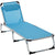 Outsunny Foldable Reclining Sun Lounger Lounge Chair Camping Bed Cot with Pillow 5-Level Adjustable Back Aluminium Frame Blue