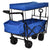 DURHAND Folding Trolley Cart Storage Wagon Beach Trailer 4 Wheels with Handle Overhead Canopy Cart Push Pull For Shopping Camping Garden - Blue