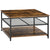 HOMCOM Industrial Coffee Table: Square Cocktail Table with 3-Tier Shelves, Rustic Brown for Living Room