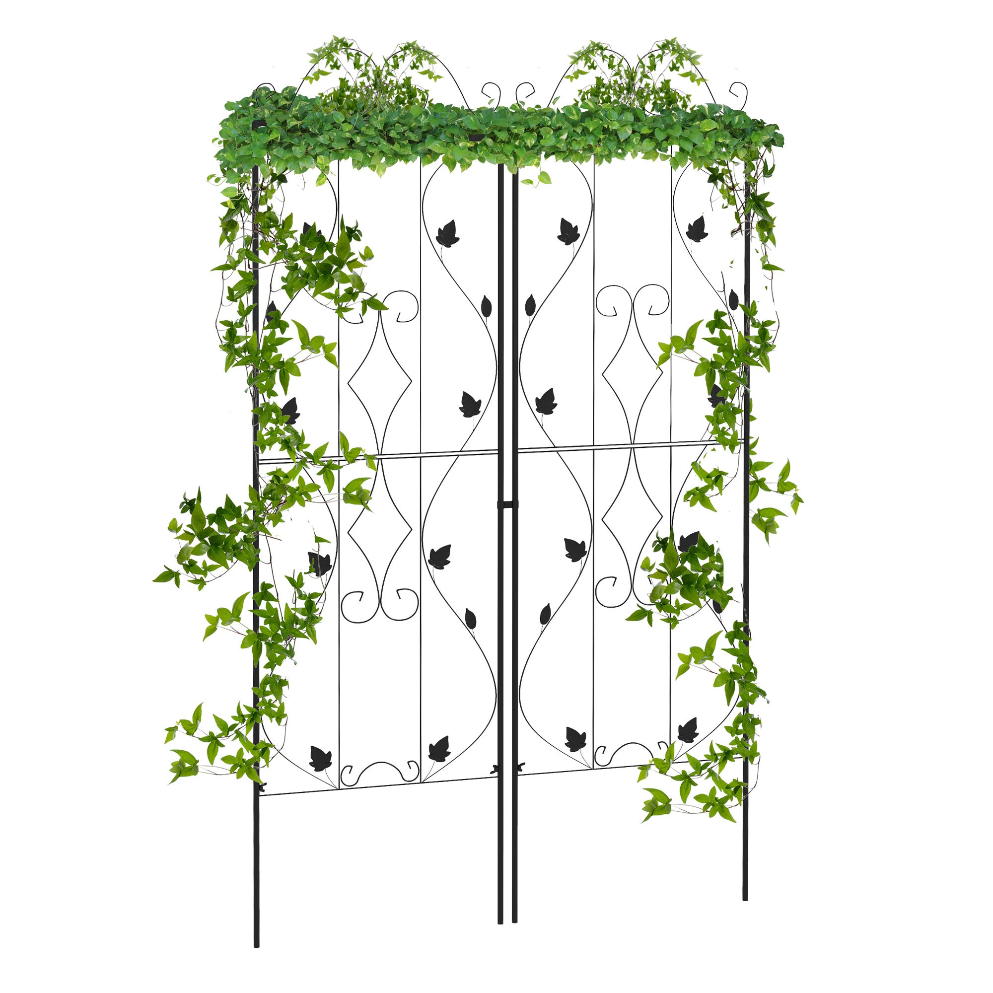 Outsunny Metal Trellis Set: Leaf Design Plant Support Frames, Outdoor Use