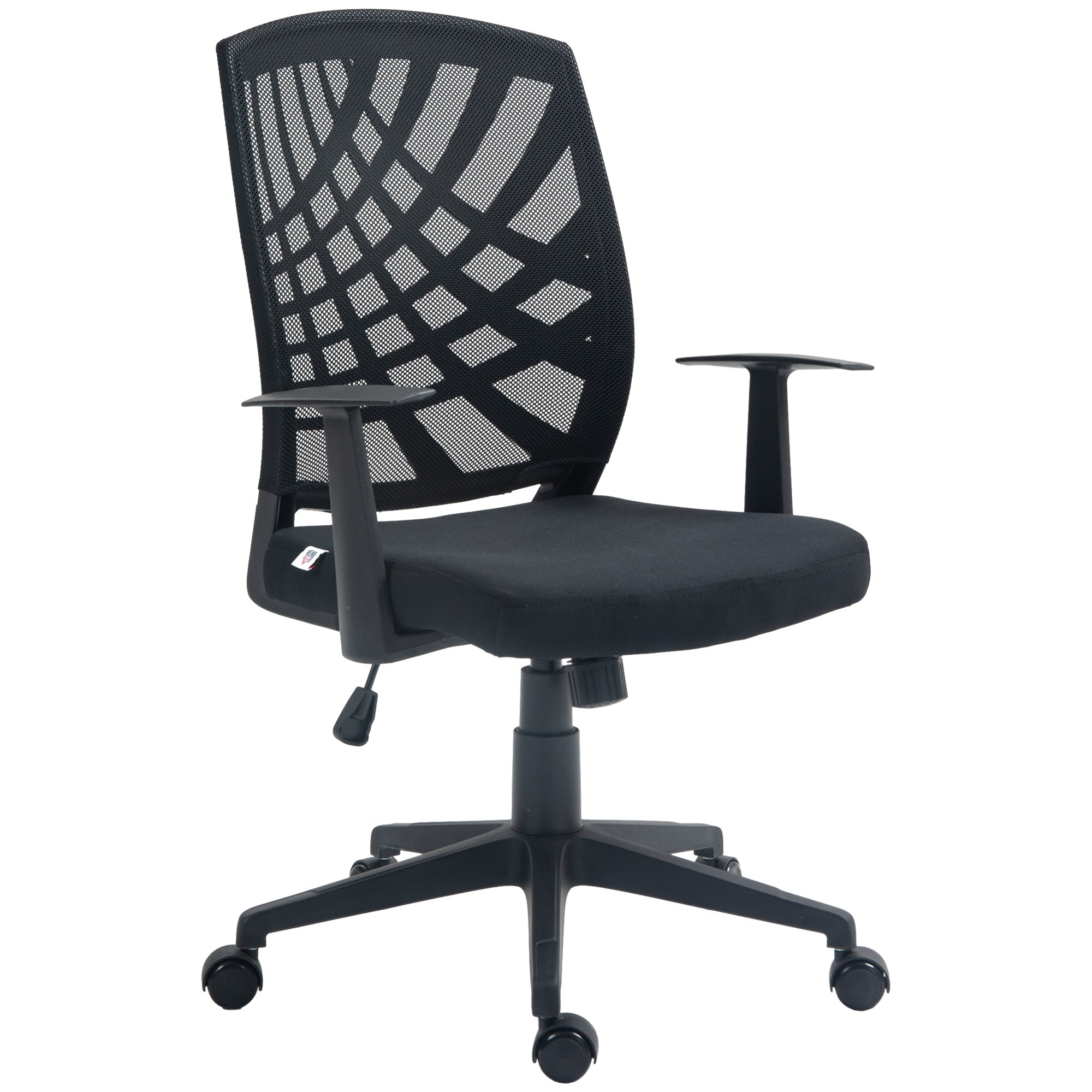 HOMCOM Ergonomic Office Chair, Height Adjustable Mesh Chair, Desk Chair with Swivel Wheels for Home Office, Black