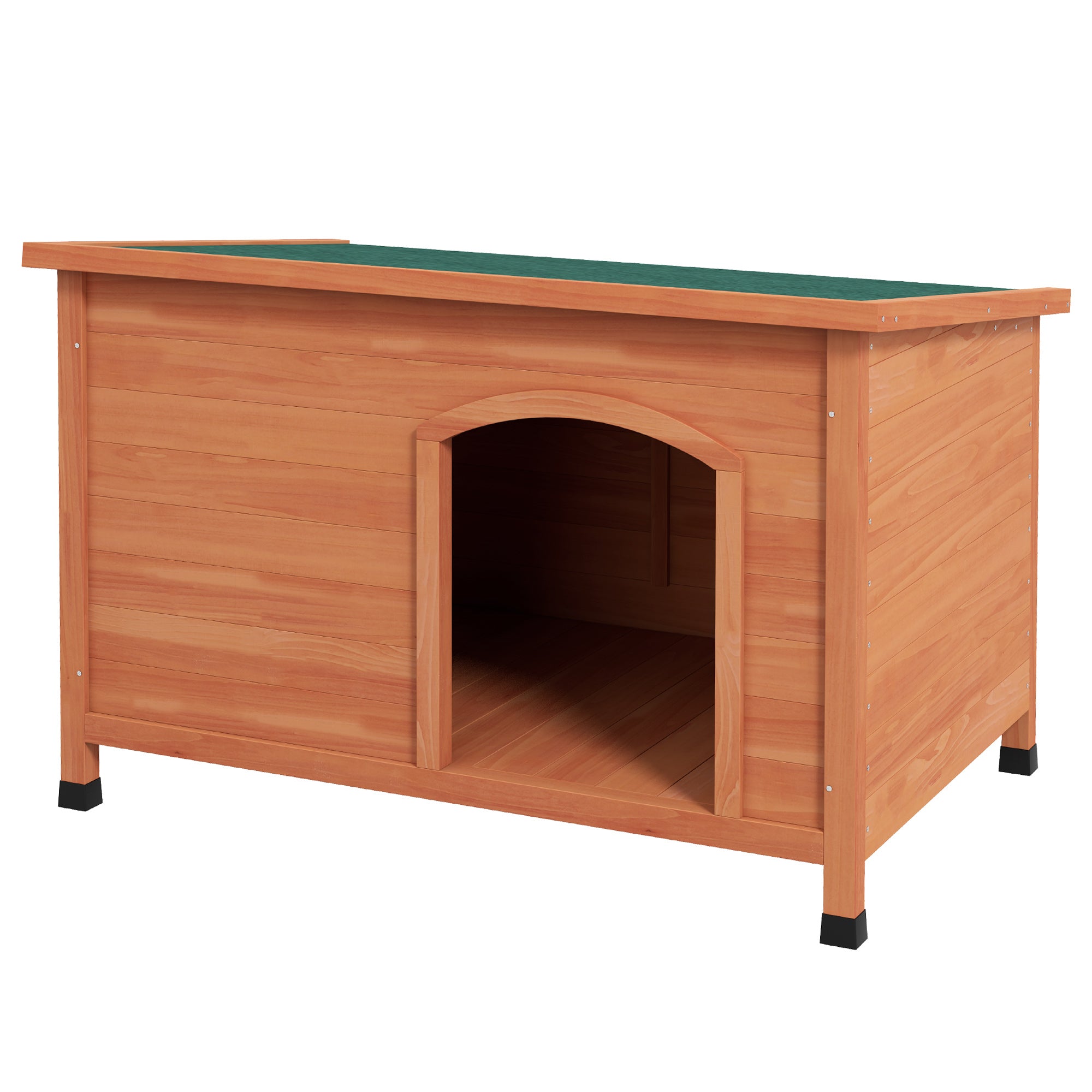 PawHut Wooden Dog Kennel: Outdoor Pet Haven with Removable Floor & Openable Roof, Water-Resistant, Natural Wood Tone