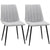 HOMCOM Grey Dining Chairs of 2, Modern Kitchen Chairs with Linen-touch Upholstery and Steel Legs for Living Room, Bedroom, Grey