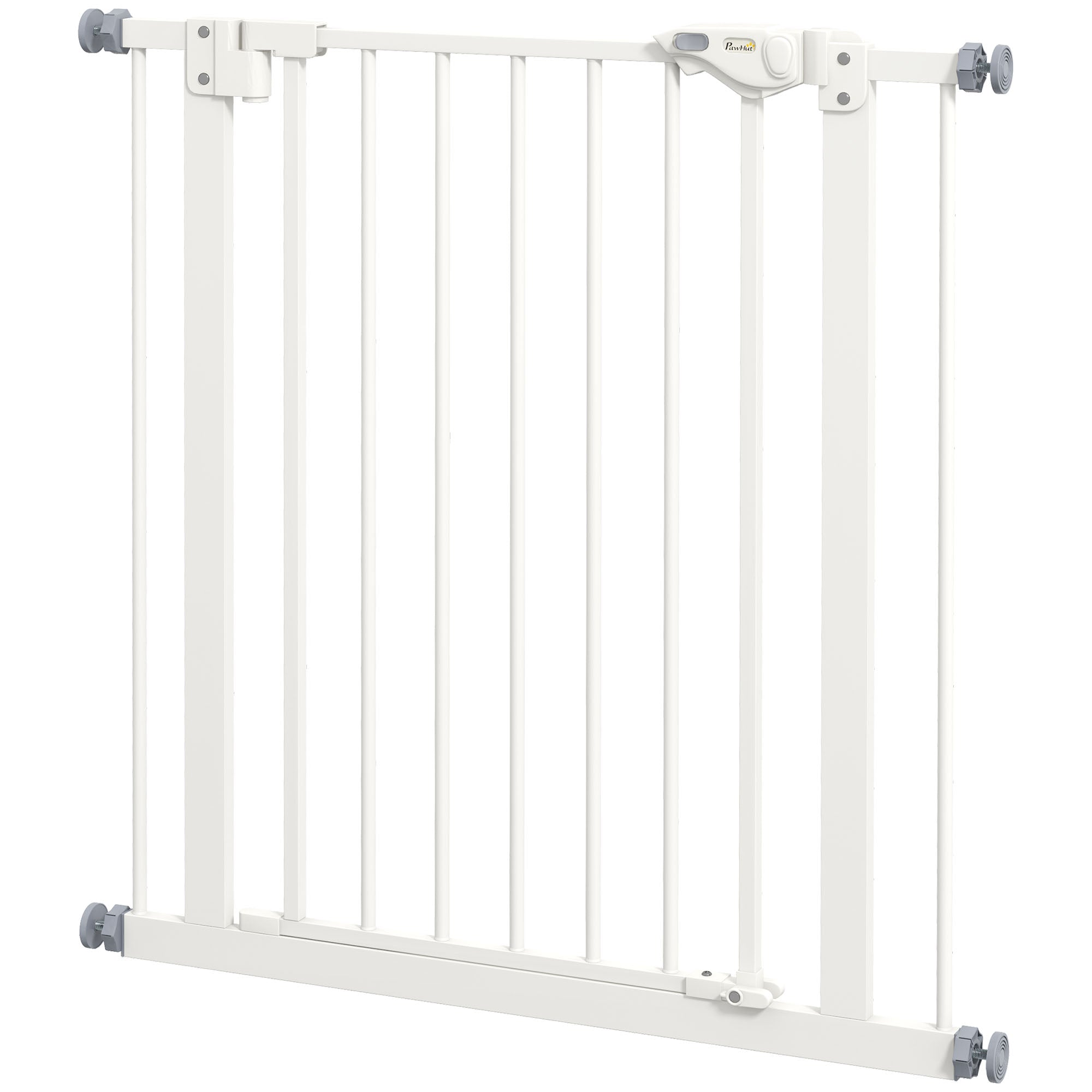 PawHut Adjustable Pet Gate: Metal Safety Barrier for Dogs, 74-80cm Width, Easy Installation, White