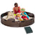 Outsunny Kids Outdoor Round Sandbox w/ Waterproof Oxford Canopy Bottom Fabric Liner Children Playset for 3-12 years old Backyard Brown