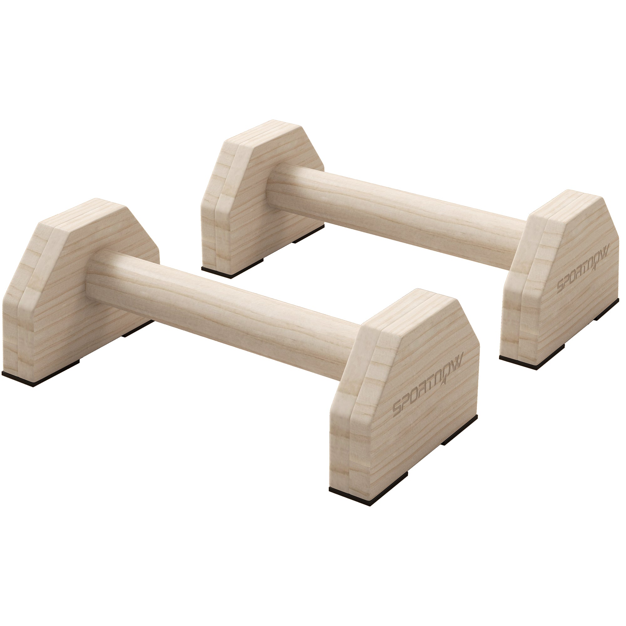 SPORTNOW Wooden Parallettes Bars Push up Handles with Non-Slip Base, Calisthenics Equipment for Home Gym Training