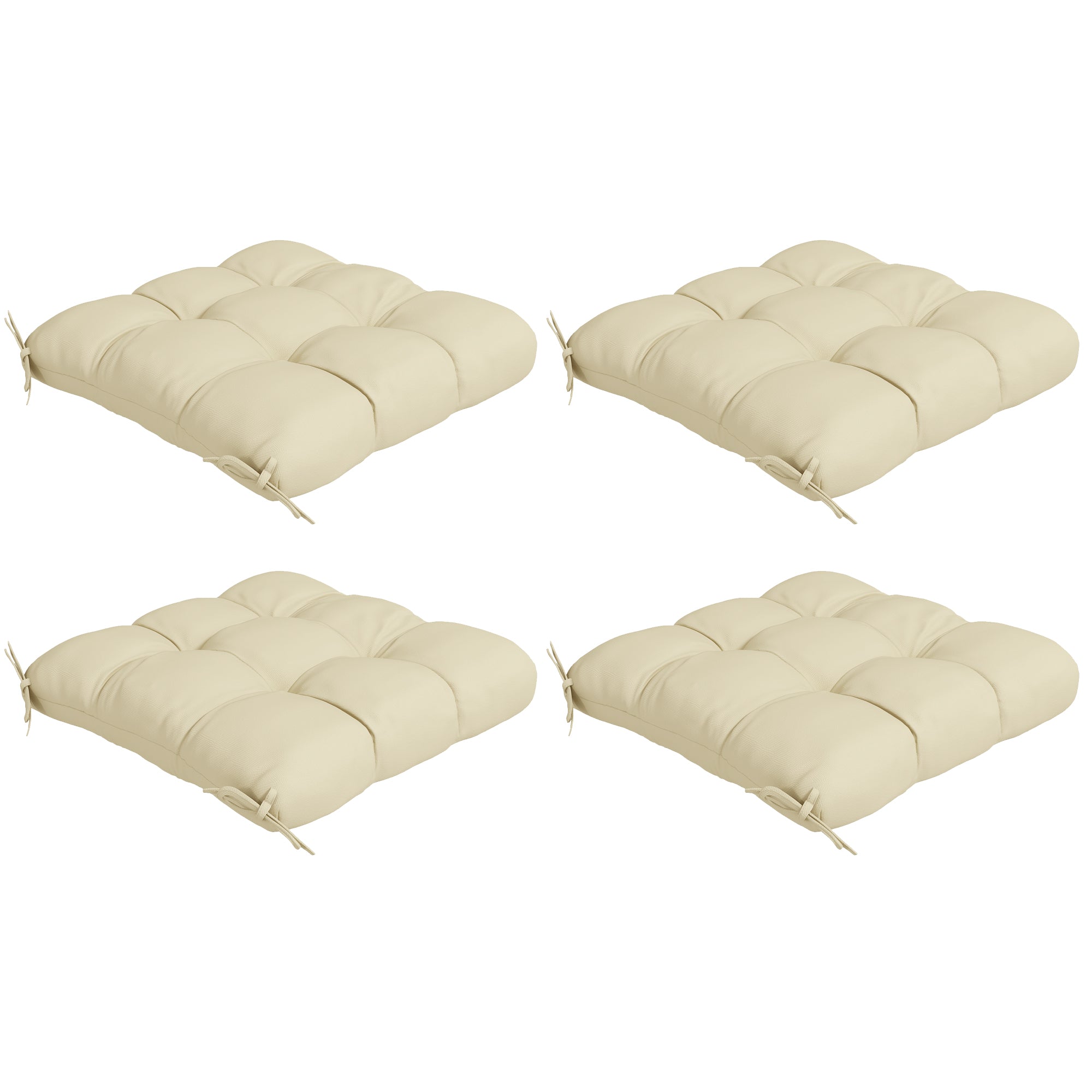 Outsunny Cosy Cushion Quartet: Plush Patio Seating Comfort with Secure Ties, Beige