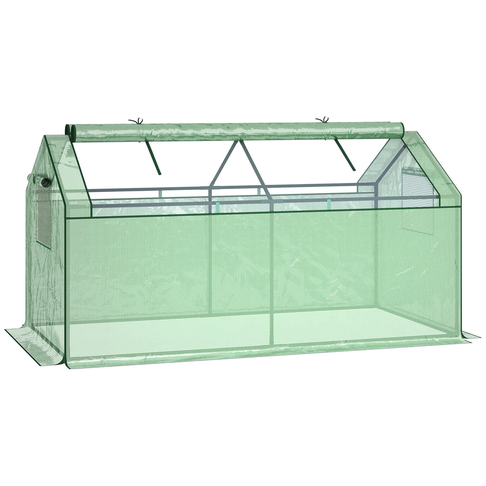 Outsunny Mini Greenhouse Portable Garden Greenhouse Metal Frame Growhouse with Large Zipper Windows for Plants, 180 x 92 x 92 cm