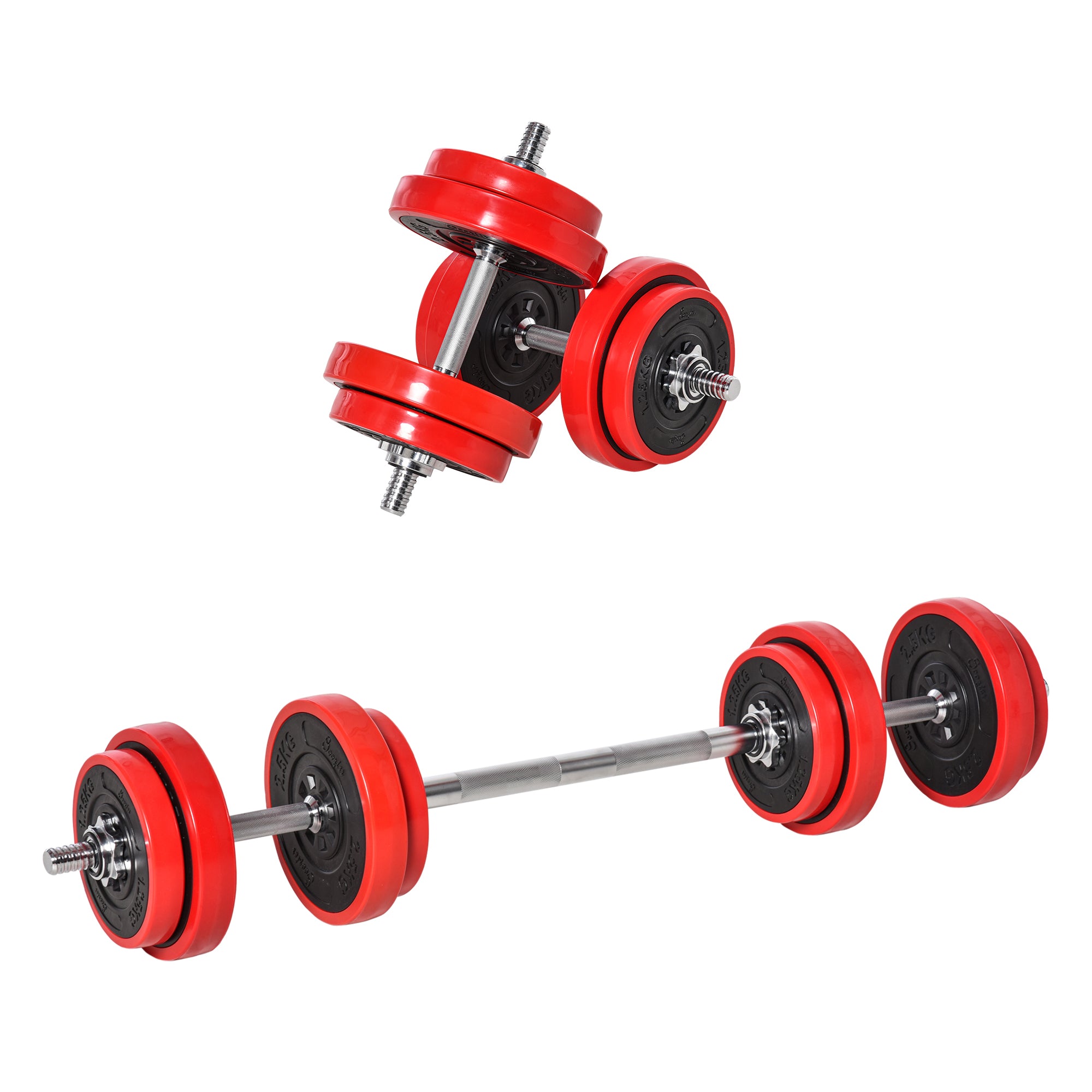 HOMCOM Adjustable Weights: 20KG Dumbbell & Barbell Set for Strength Training, Home Gym Fitness