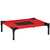 PawHut Elevated Pet Bed Portable Camping Raised Dog Bed w/ Metal Frame Black and Red (Small)