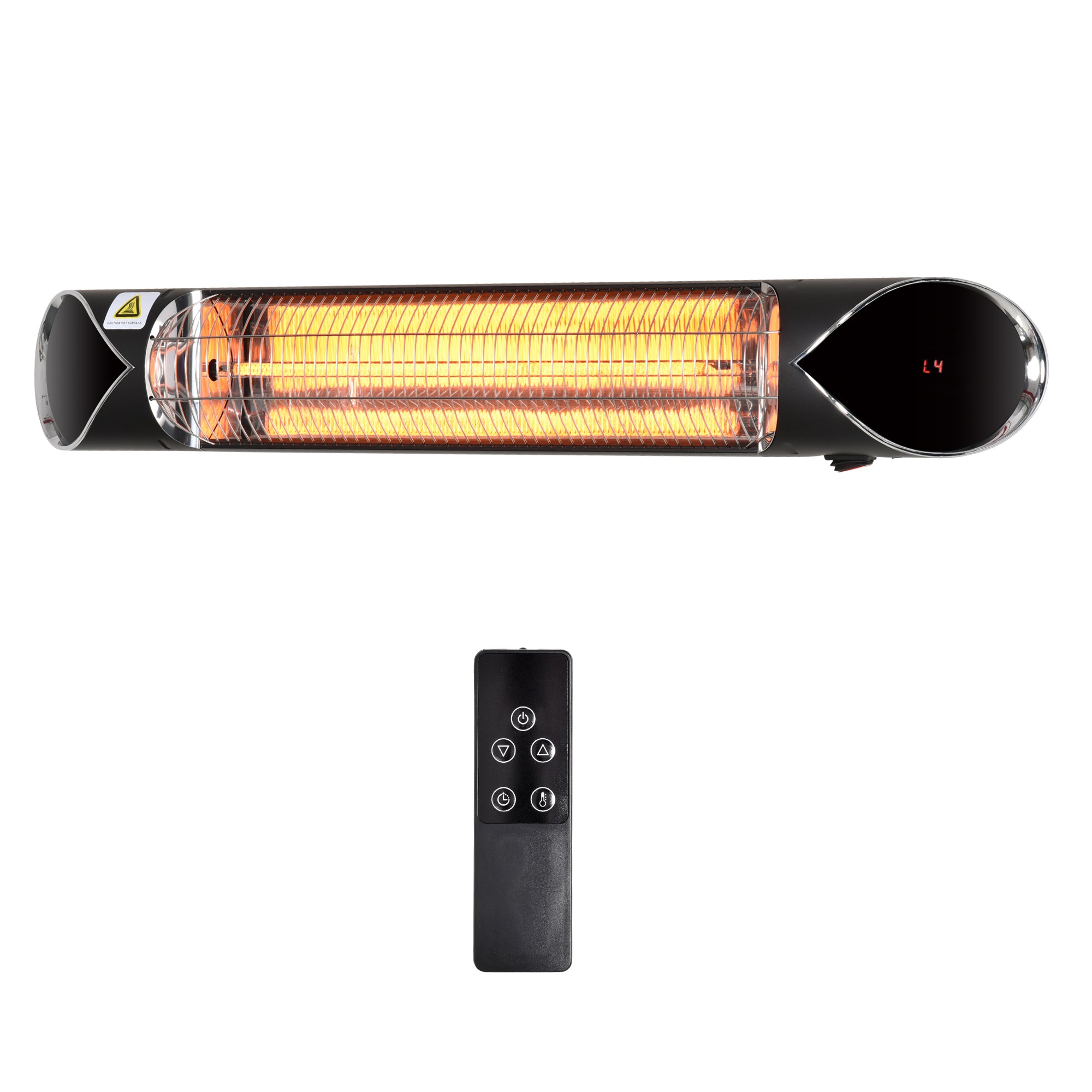 Outsunny Patio Pamperer: Wall Mounted Electric Infrared Heater, 2000W Carbon Fibre with Remote, 4 Heat Settings, 24-Hour Timer, Black