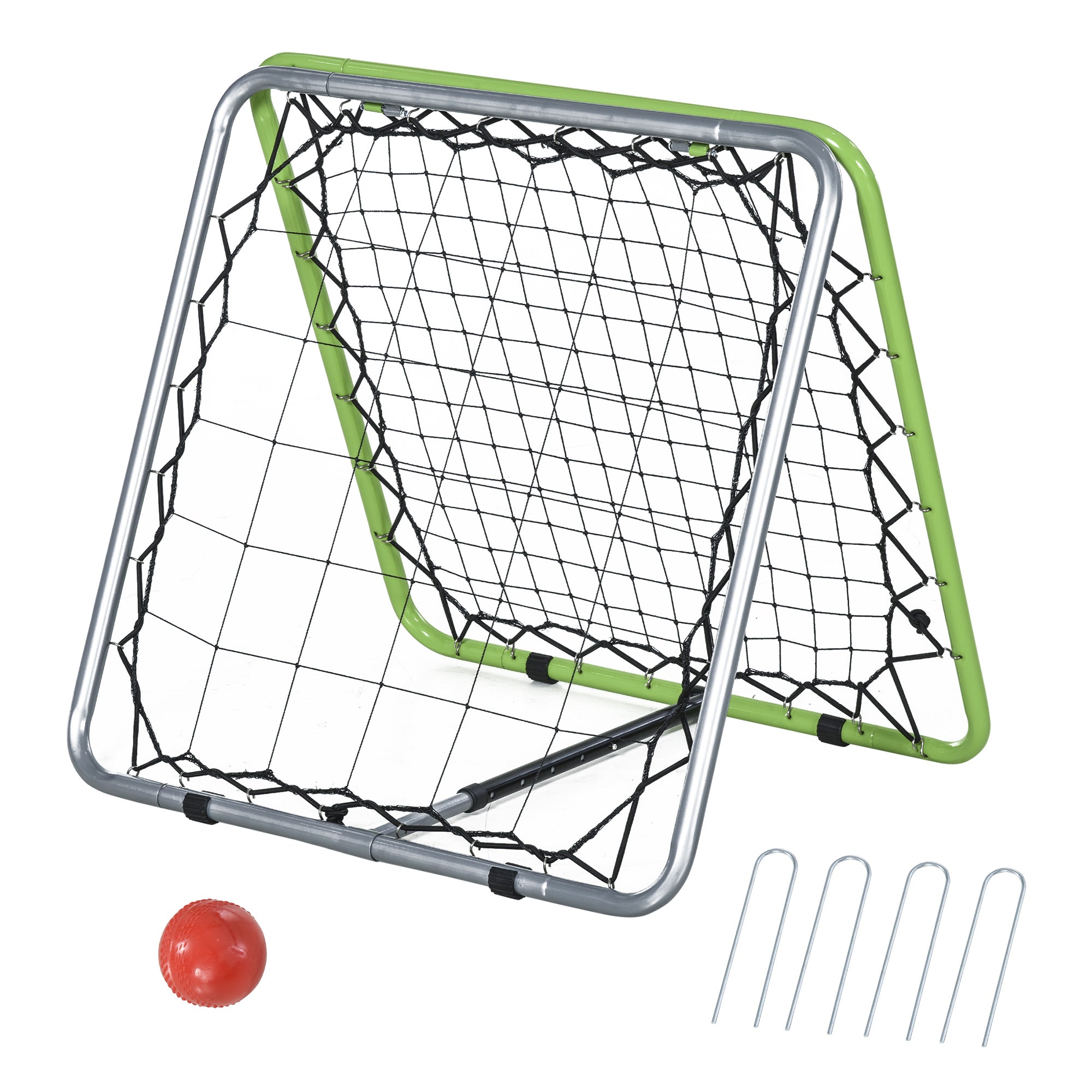 HOMCOM Football Training Net, Soccer Kickback Target Goal Both Side Rebounder Net, Adjustable Angle Goal Training Set for Kids and Children, Backyard