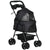 PawHut Pet Stroller, Foldable Cat Dog Pushchair, Pet Travel Carriage with 4 Wheels, Adjustable Canopy, Safety Leashes, Storage Basket and Cup Holder for Small Dogs, Black