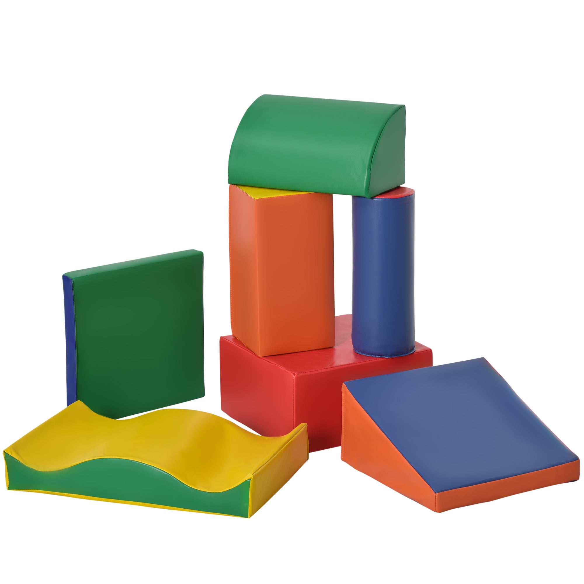 HOMCOM 7 Piece Soft Play Blocks Kids Climb and Crawl Gym Toy Foam Building and Stacking Blocks Non-Toxic Learning Play Set Educational Software Toy