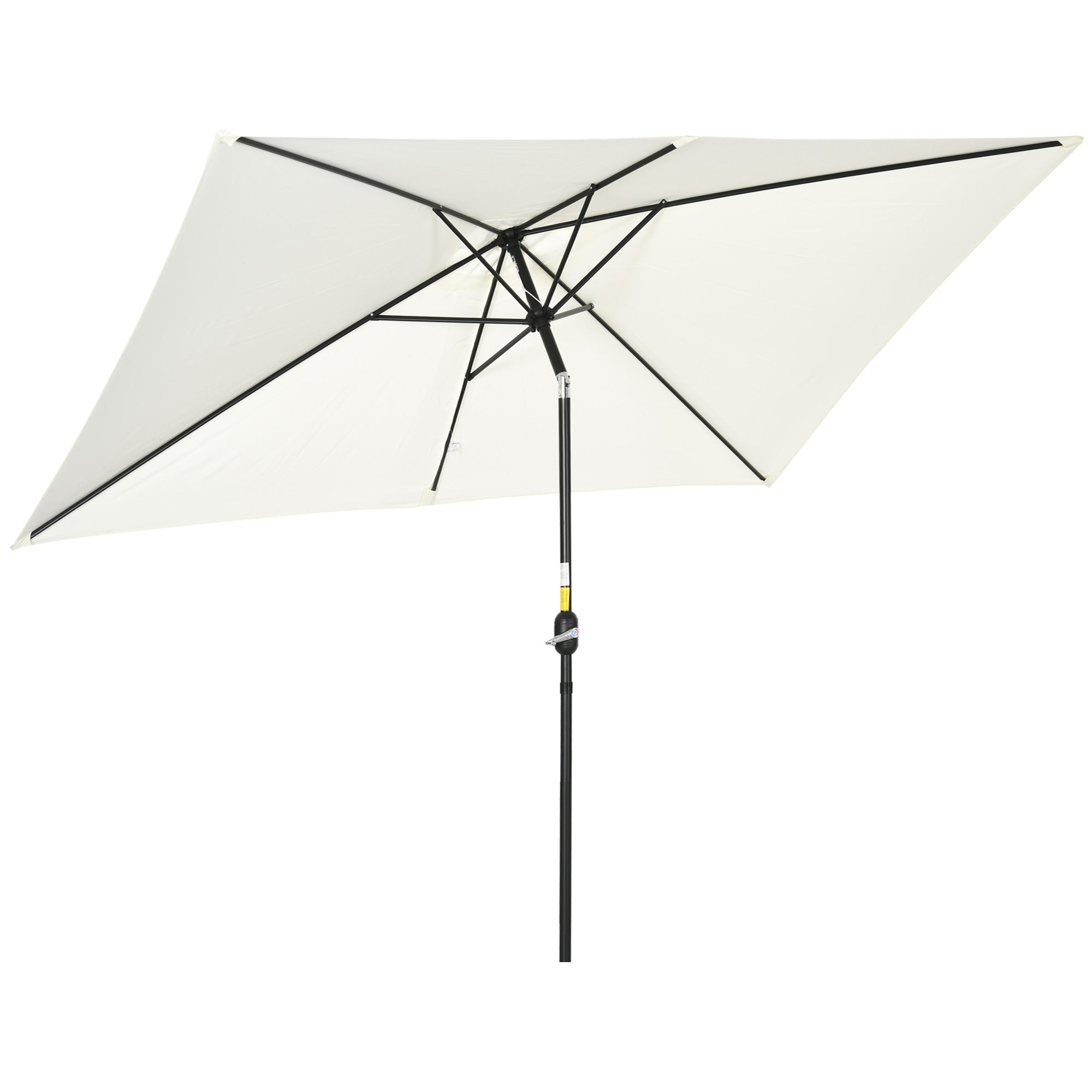 Outsunny 3x2m Garden Parasol Umbrella, Canopy with Aluminum Tilt, Crank Rectangular Sun Shade Steel, Cream White