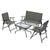 Outsunny Breathable Mesh Patio Set: Foldable Armchairs, Loveseat & Glass Table, Earthy Brown