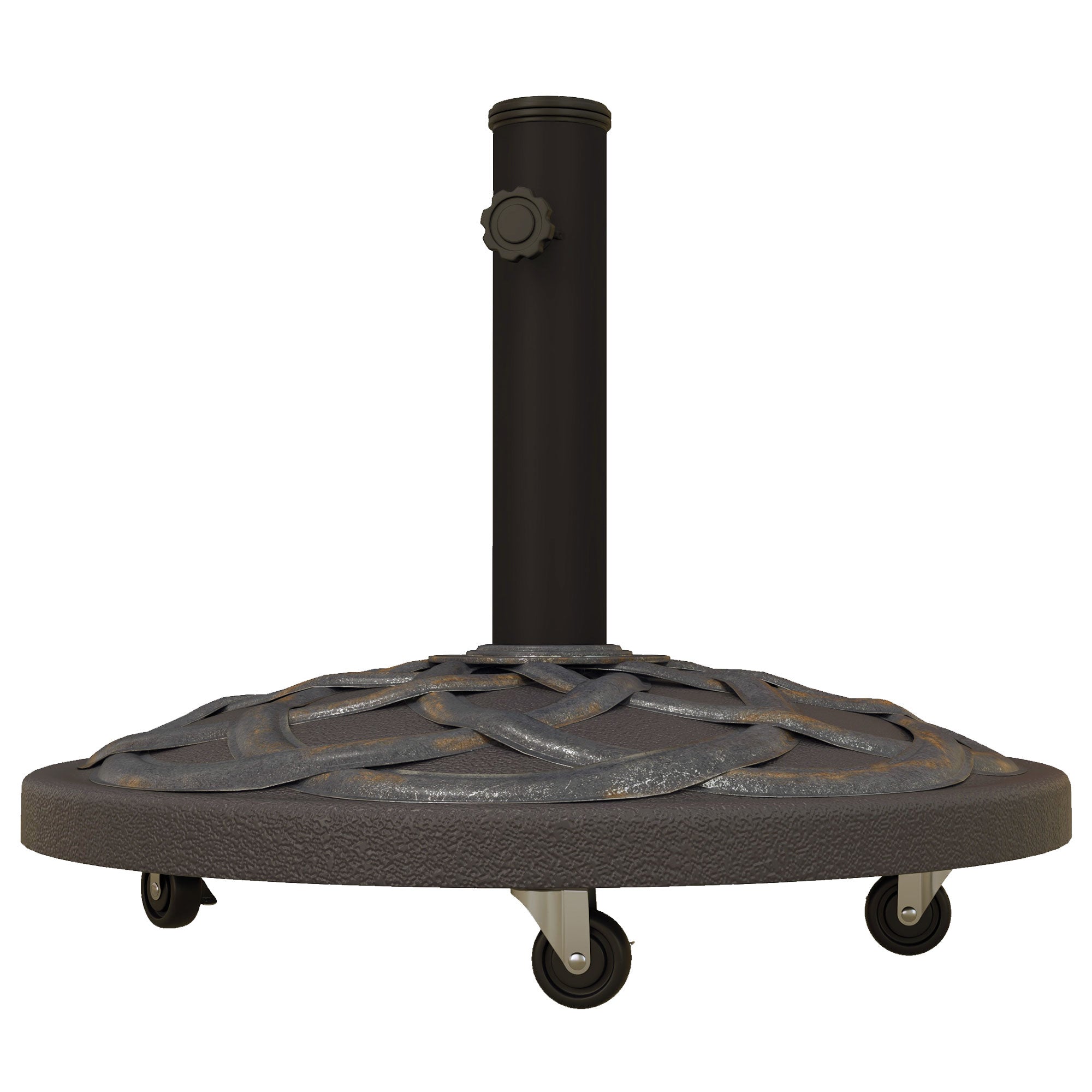 Outsunny 27kg Rolling Parasol Base with Wheels, Heavy Duty Concrete Umbrella Stand with Decorative Base, Bronze Tone