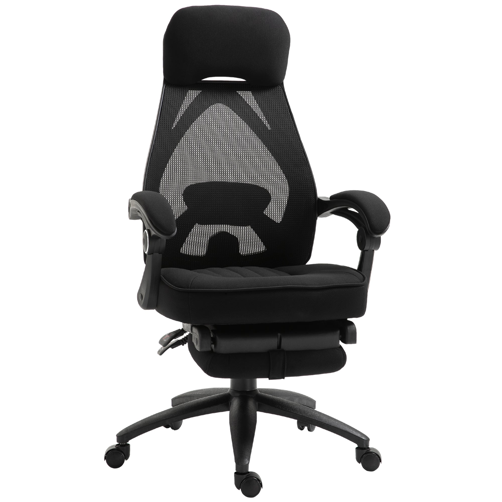 Vinsetto Mesh Office Chair: Reclining Lounger with Footrest, Adjustable High-Back & Headrest, Jet Black