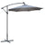 Outsunny Solar Cantilever Parasol: 3m LED Banana Umbrella with Crank & Cross Base, Grey