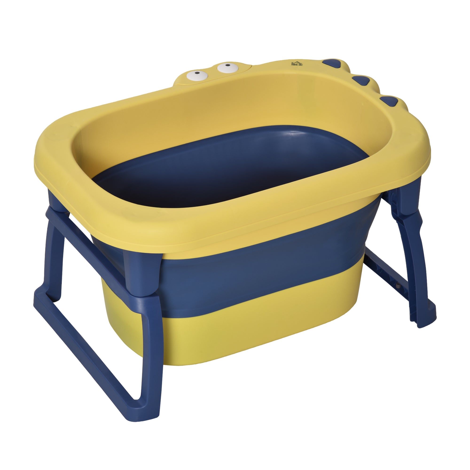 HOMCOM Crocodile Cove: Collapsible Baby Bath with Non-Slip Seat, Portable Design, Sunny Yellow