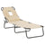 Outsunny Folding Sun Lounger with Pillow & Reading Hole, Adjustable Reclining Chair for Garden Beach, Beige