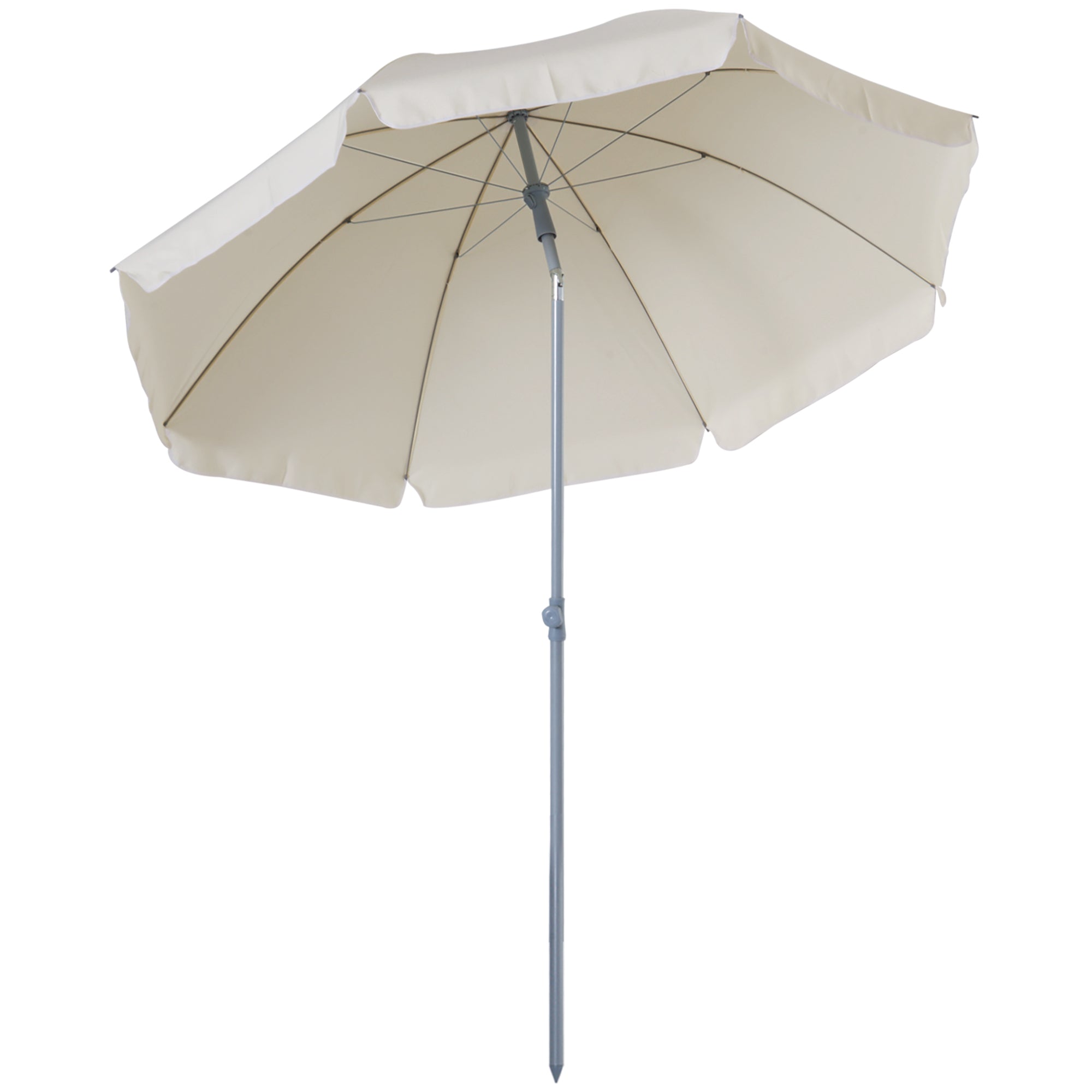 Outsunny Adjustable Beach Parasol: Elegant Cream Shade for Outdoor Relaxation, 2.2M