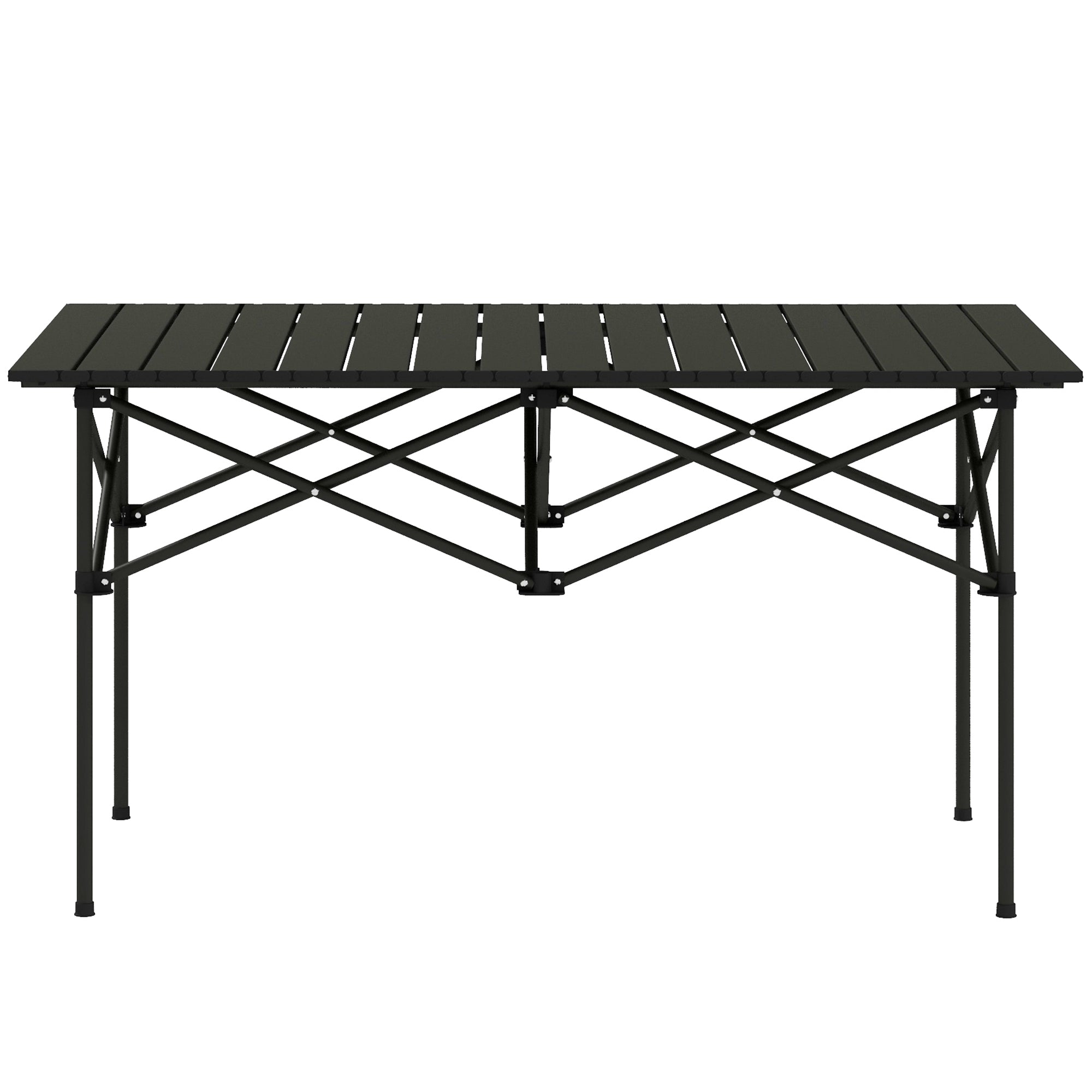 Outsunny Aluminium Folding Picnic Table, Lightweight, Portable with Roll Up Top and Carry Bag for Outdoor Activities, Cooking, Hiking