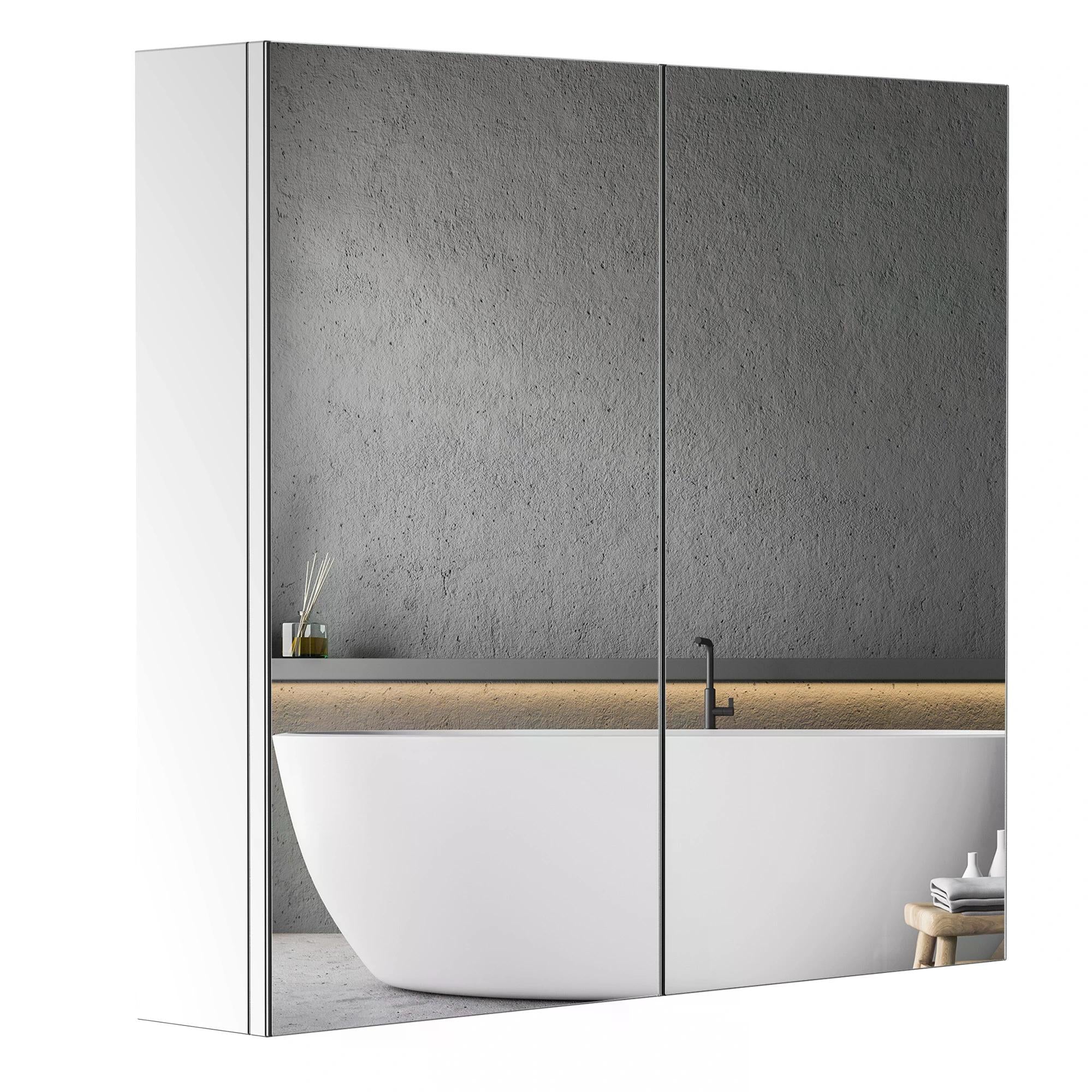 HOMCOM Bathroom Cabinet: Stainless Steel Mirror Storage, Wall-Mounted Spaciousness