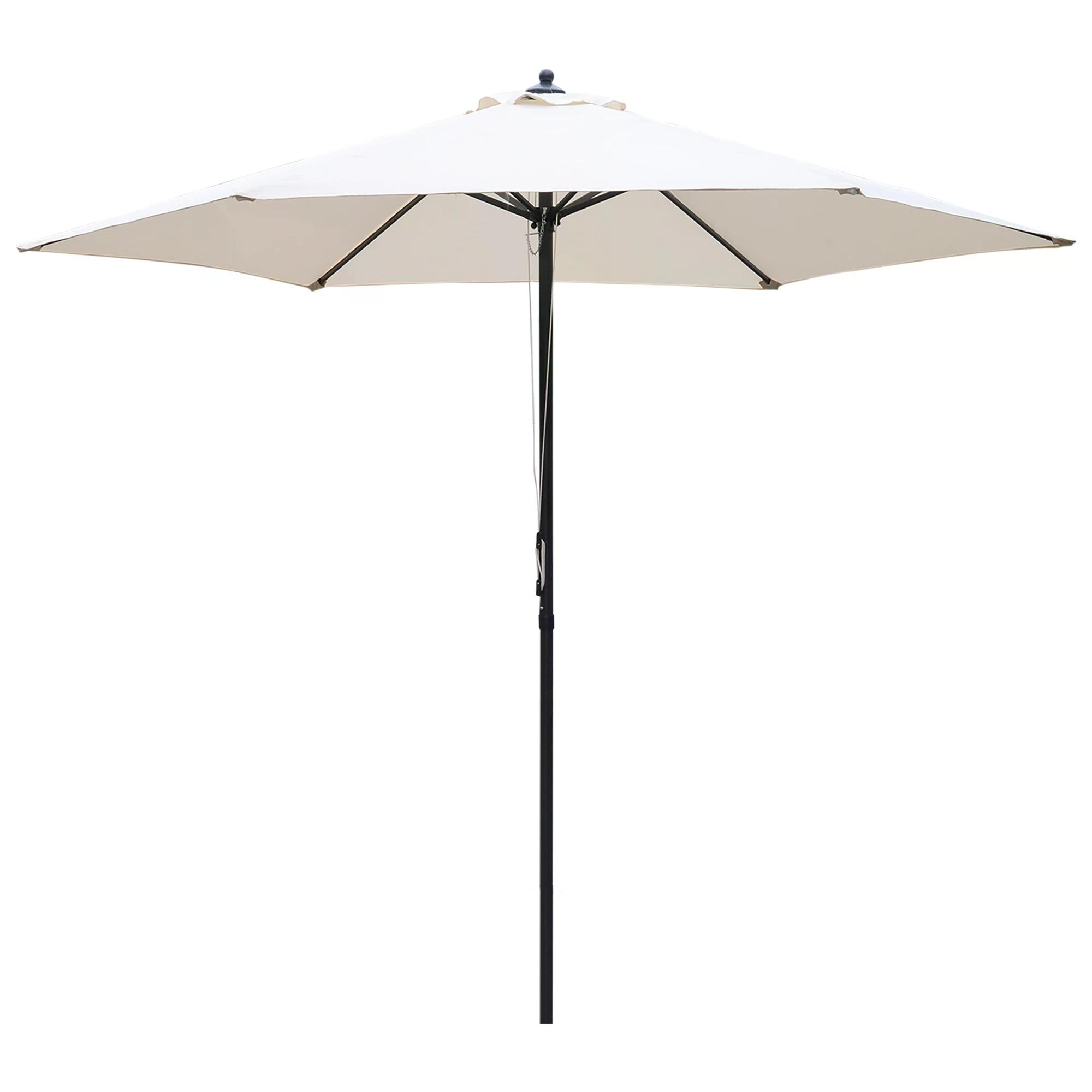 Outsunny 2.8m Garden Parasol Umbrella, Round Outdoor Market Table Umbrella, Parasol Patio Umbrella, 6 Ribs Manual Push, Sun Shade Canopy, Off-White