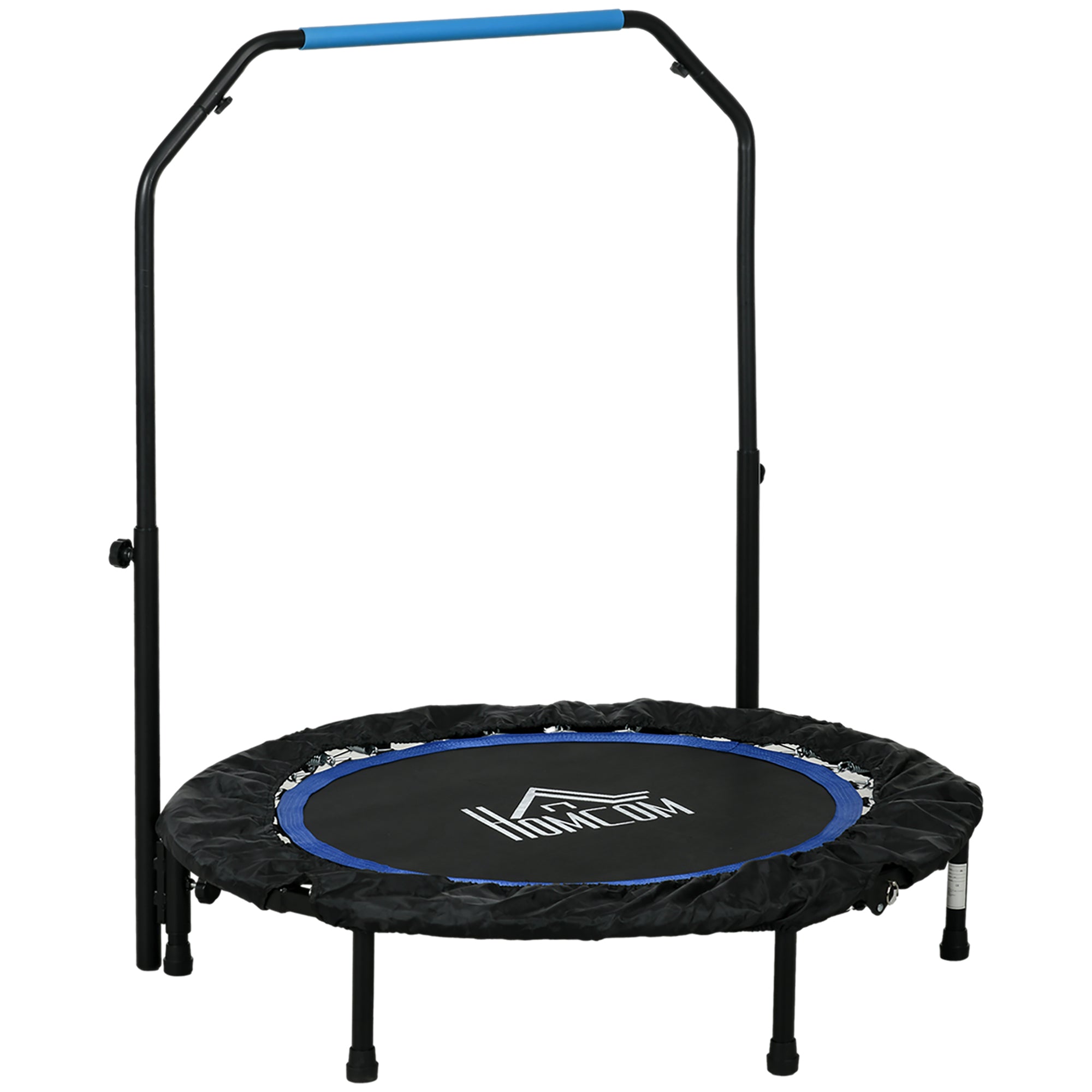 HOMCOM 40" Foldable Mini Fitness Trampoline, with Adjustable Foam Handle, Blue