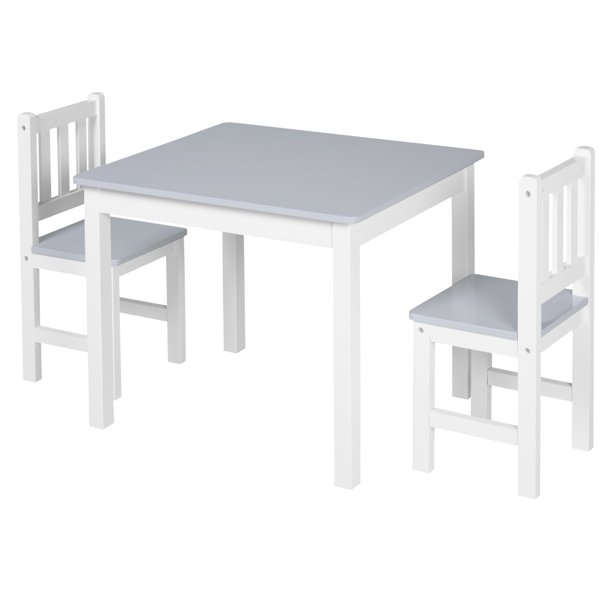 HOMCOM Children's Table and 2 Chairs Set, 3 Piece Toddler Activity Desk for Arts, Crafts, Study, Snack Time, Easy to Assemble, Grey