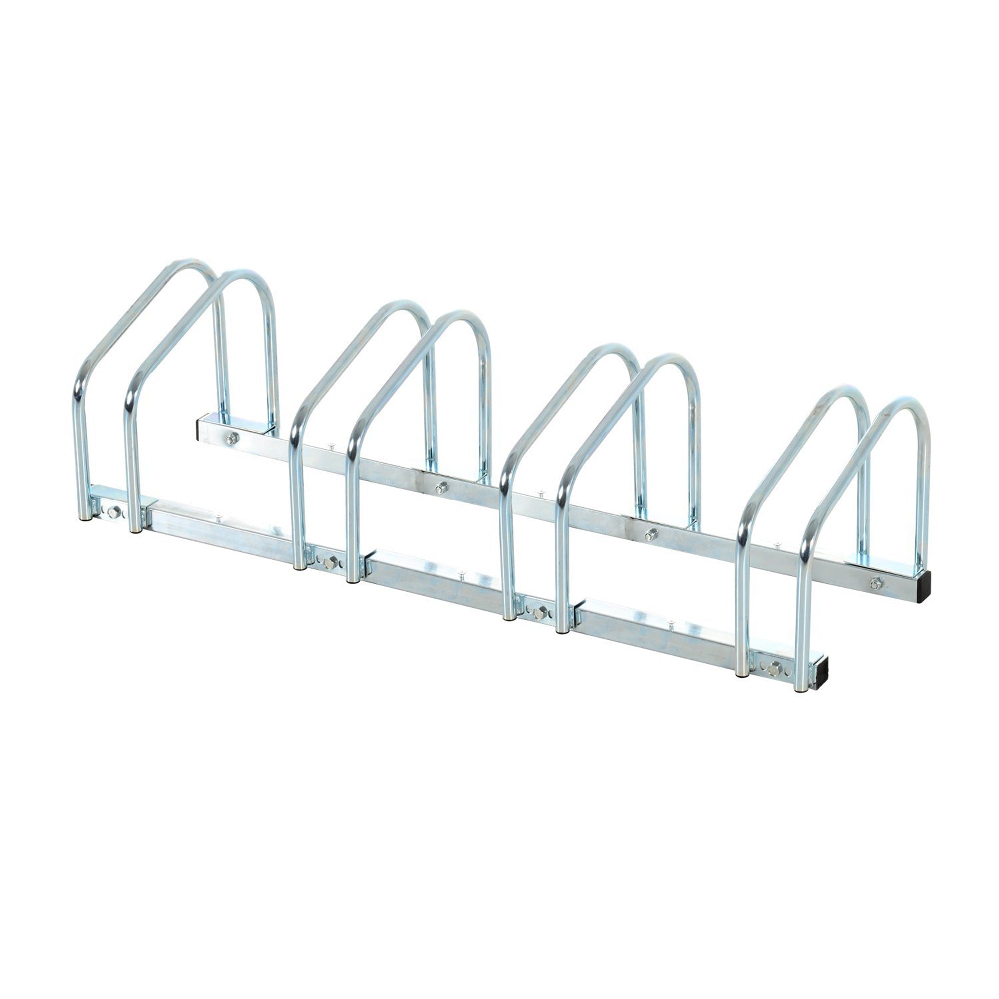 HOMCOM Bicycle Parking Stand, Floor or Wall Mounted Bike Rack, Cycle Storage with Locking Feature, 4 Racks, Silver