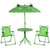 Outsunny Kids Folding Picnic Table and Chair Set Frog Pattern with Removable & Height Adjustable Sun Umbrella, Green