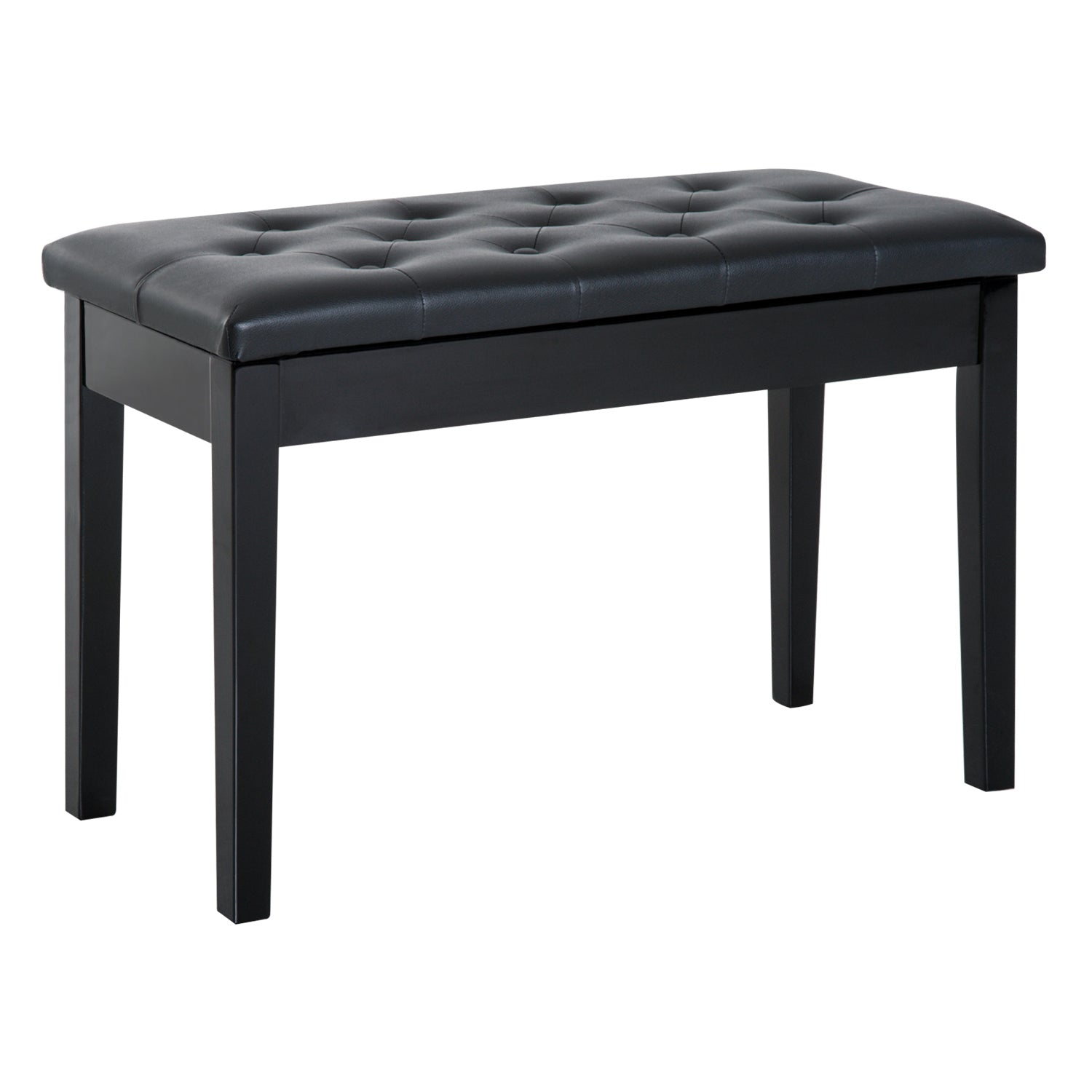 HOMCOM Elegant Piano Bench with Storage, PU Leather Upholstered Dressing Table Stool, 76x36x50cm, Black