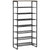 HOMCOM 8-Tier Mesh Shelves Shoe Rack, Free Standing Storage Organizer for 21-24 Pairs, Entryway Stand, Black and Grey