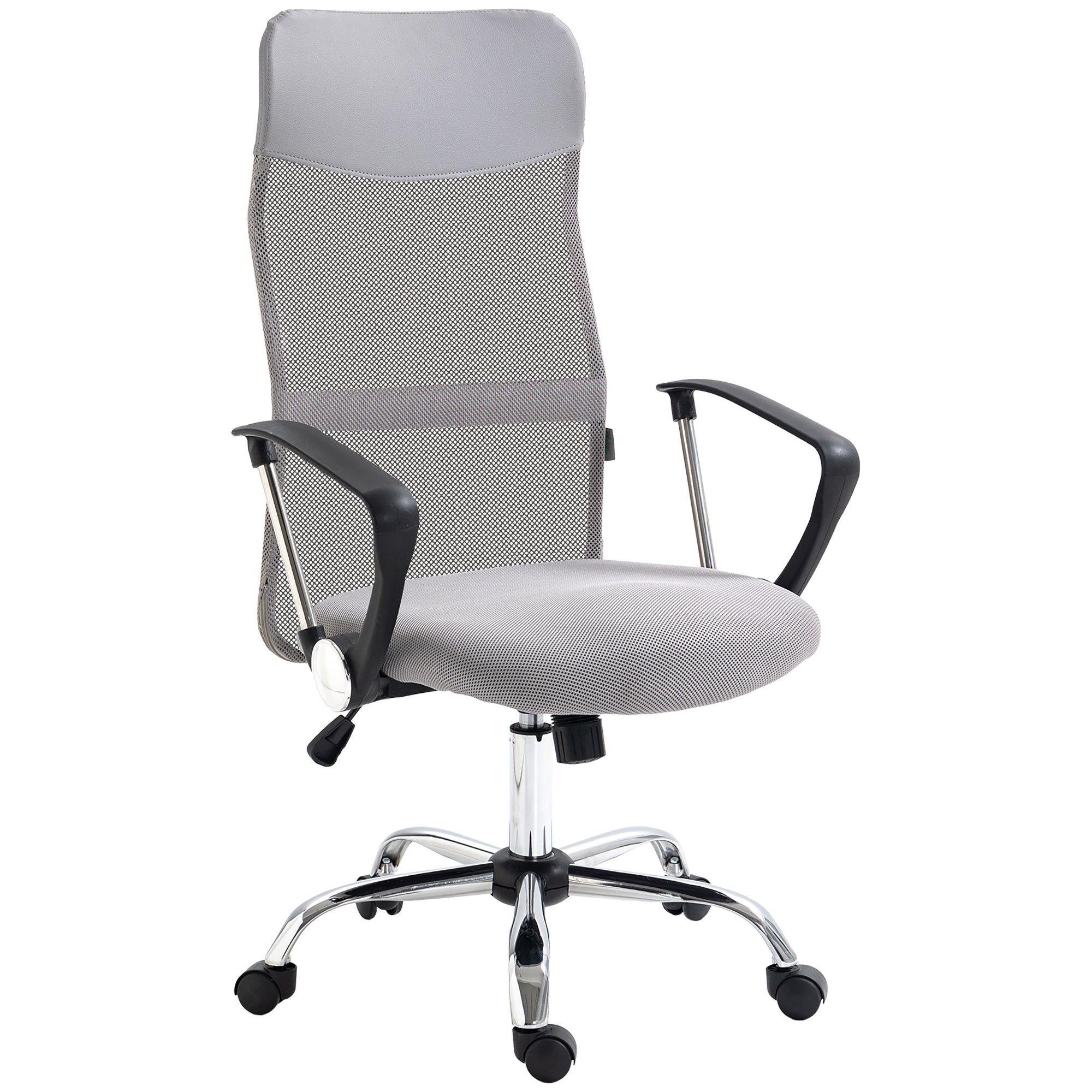 Vinsetto Ergonomic Mesh Office Chair: Adjustable Tilt for Comfort, Sleek Light Grey Design