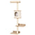 PawHut Cat Tree for Indoor Cats Wall-Mounted Cat Shelf Shelter Kitten Perch Climber Furniture w/ Condo Bed Scratching Post – Beige