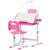 HOMCOM Kids Desk and Chair Set, Height Adjustable Study Desk with USB Lamp, Storage Drawer for Study, Pink and White