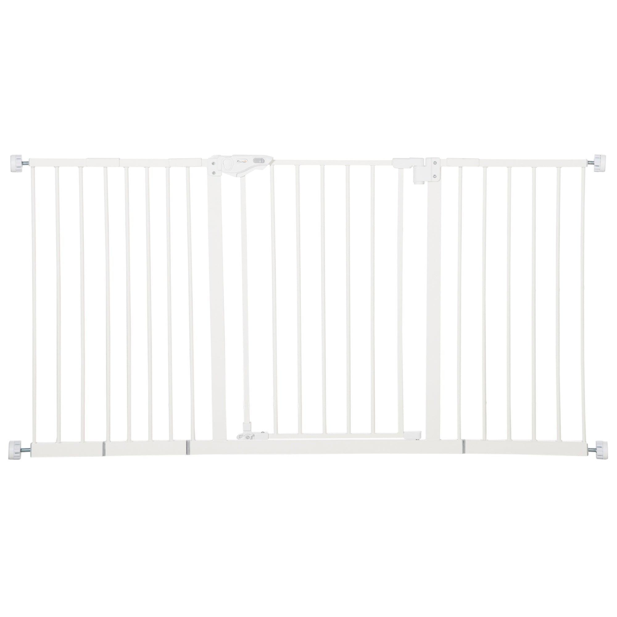 PawHut Pet Gate: Adjustable Pressure Fit with Auto-Close Door for Furry Friends, 74-148cm Wide, Pristine White