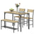 HOMCOM Four-Piece Dining Set, With Table, Chairs and Bench