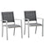 Outsunny Outdoor Chairs, Set of 2, Square Steel Frame, Texteline Seats, Foot Caps, Mesh, Boxy, Comfortable, Easy Clean, Black/Grey