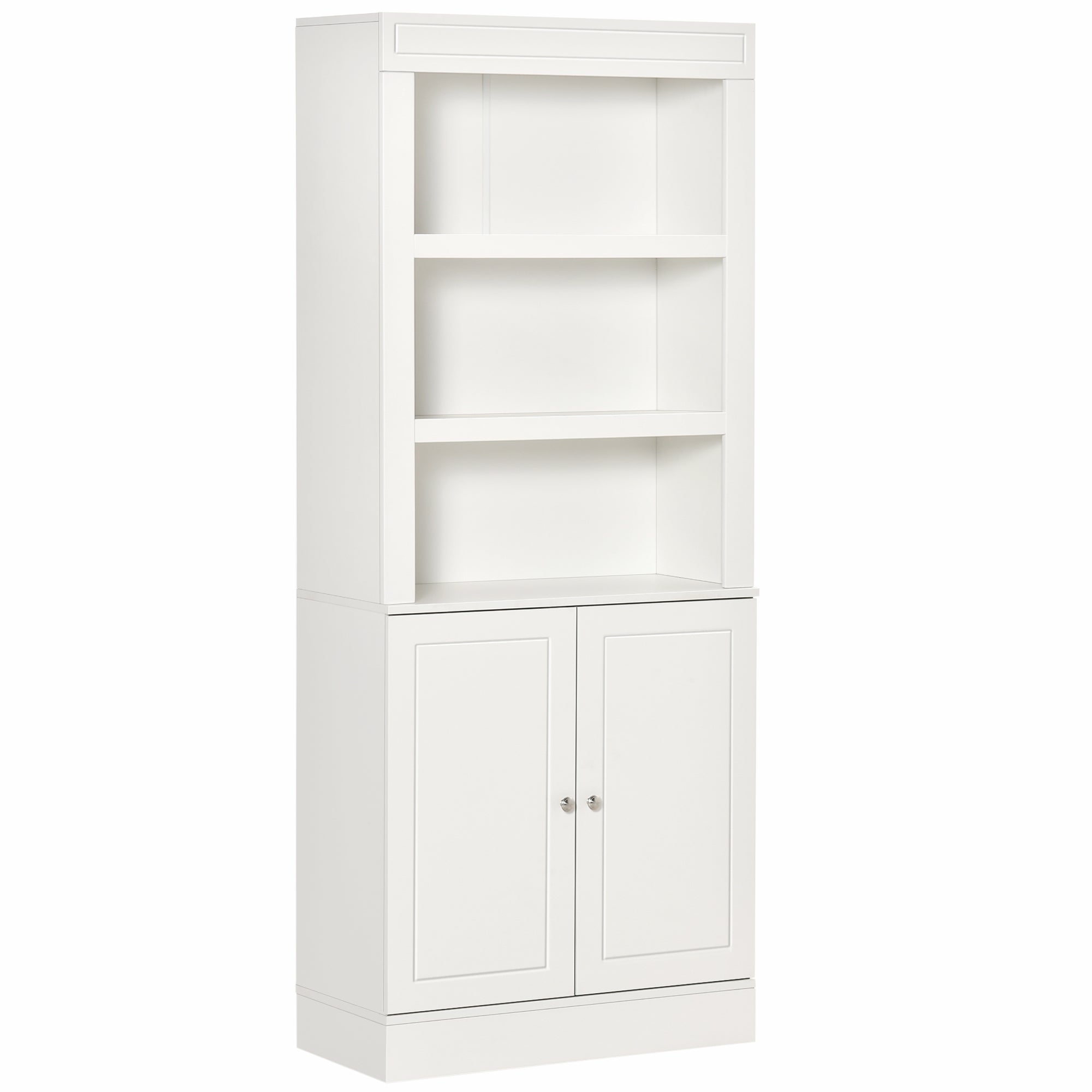 HOMCOM Kitchen Cupboard with 6-tier Shelving, Freestanding Storage Cabinet, Larder pantry, Sideboard with 3 Open Compartments and Double-door, White