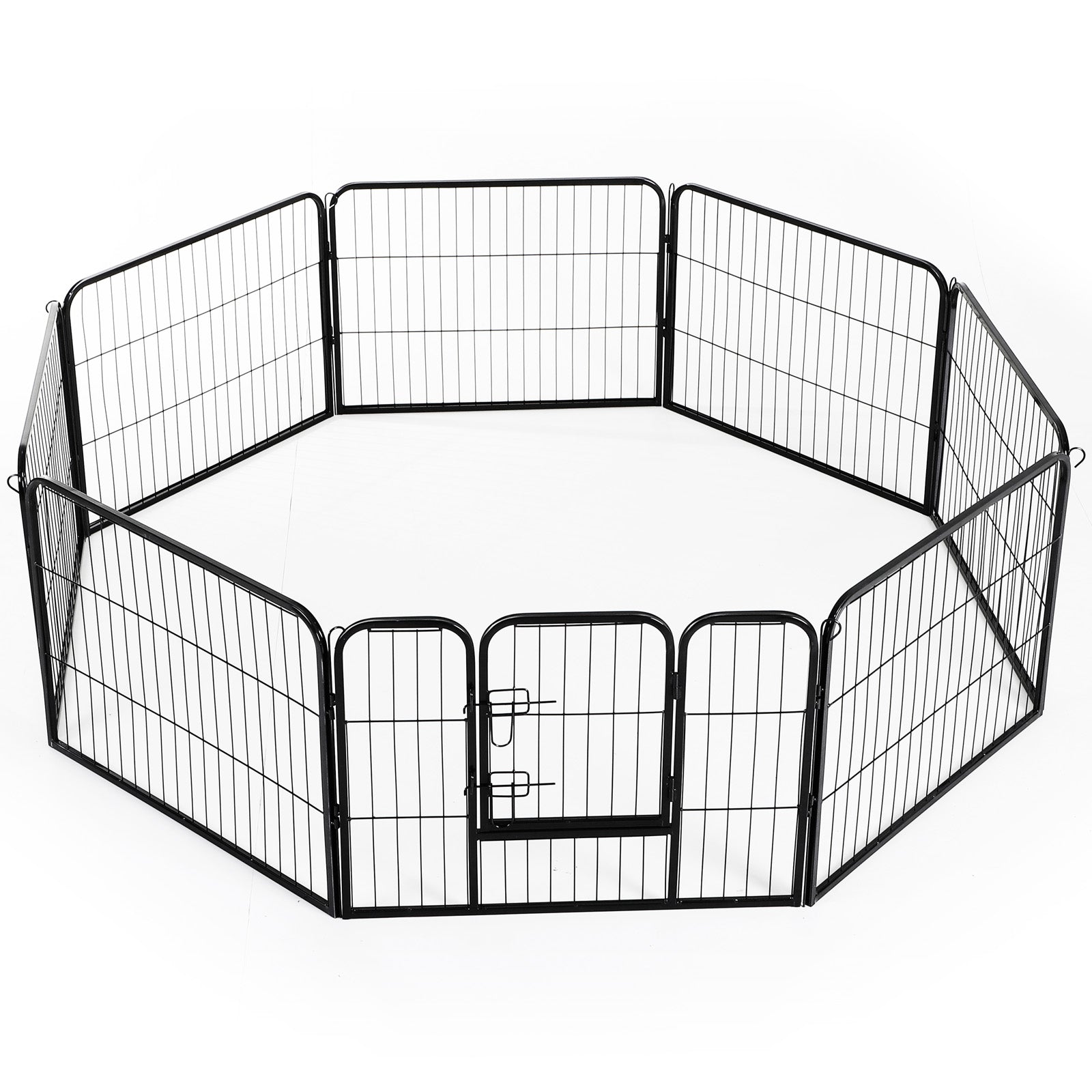 PawHut Metal Pet Playpen: Foldable Small Animal Enclosure, Rabbit Hutch Run, Black, 80 x 60 cm