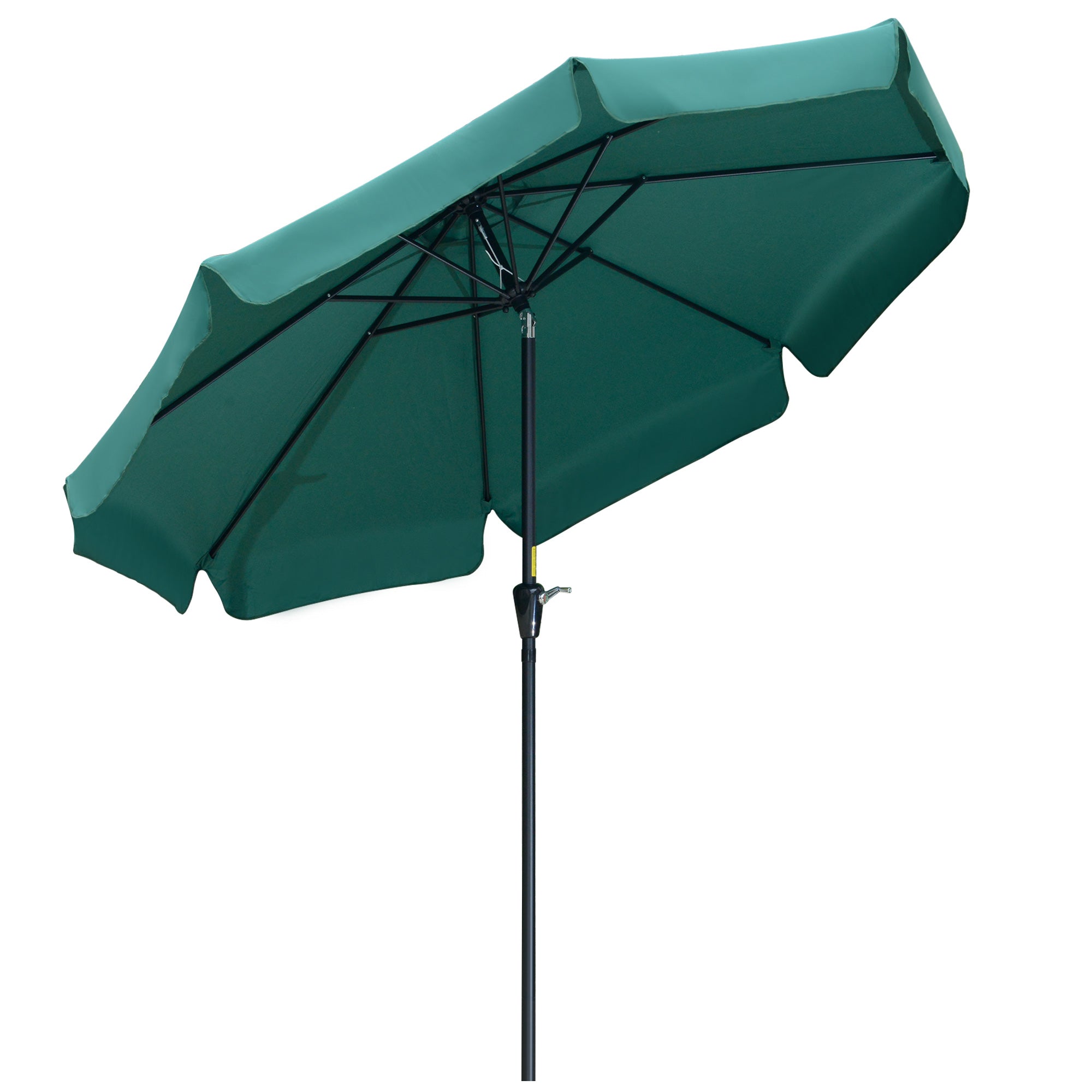 Outsunny Garden Parasol Umbrella, 2.66m, Ruffled Design, Sun Shade, Sturdy 8-Rib Construction, Green