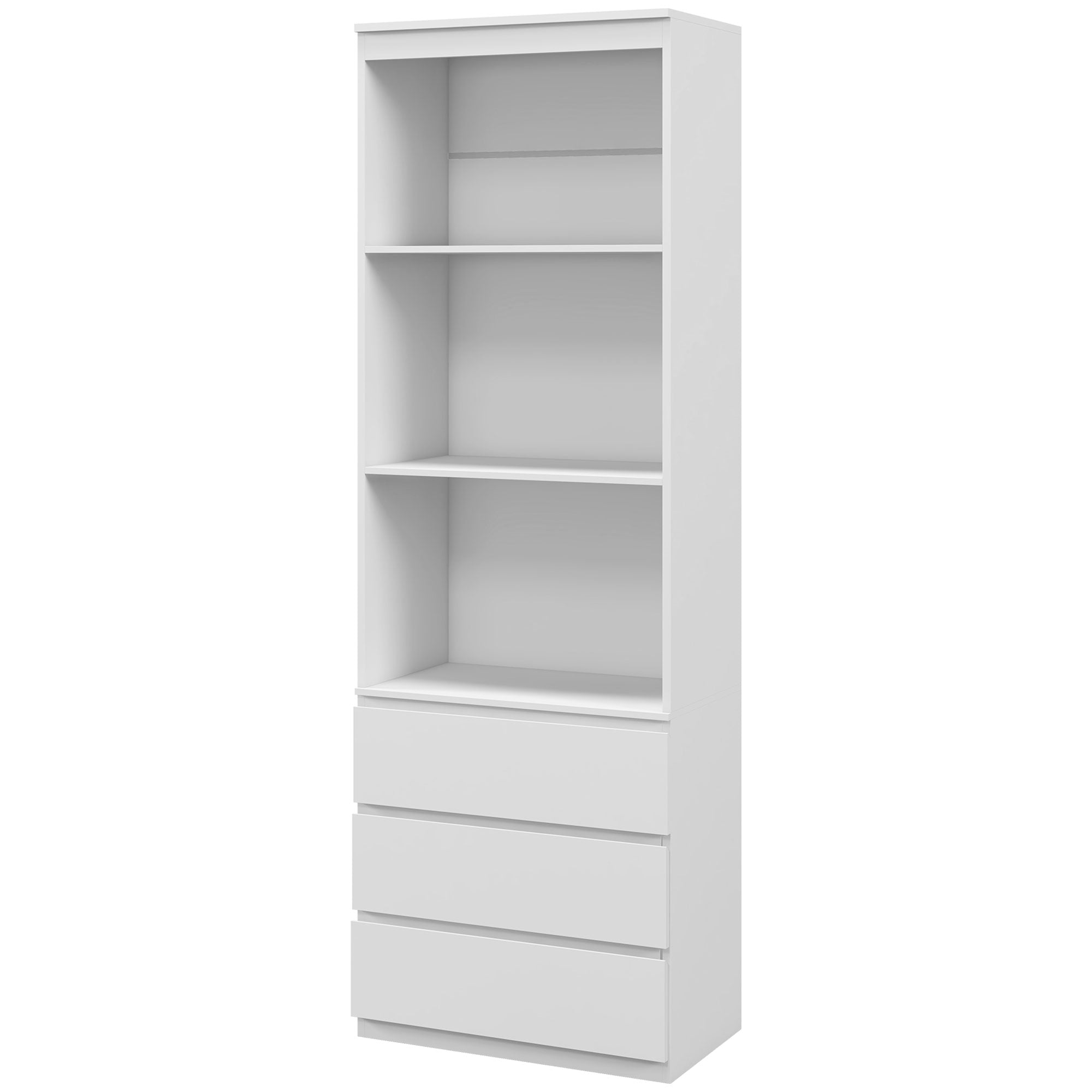 HOMCOM 180cm Tall Bookcase, with Shelves and Drawers - White