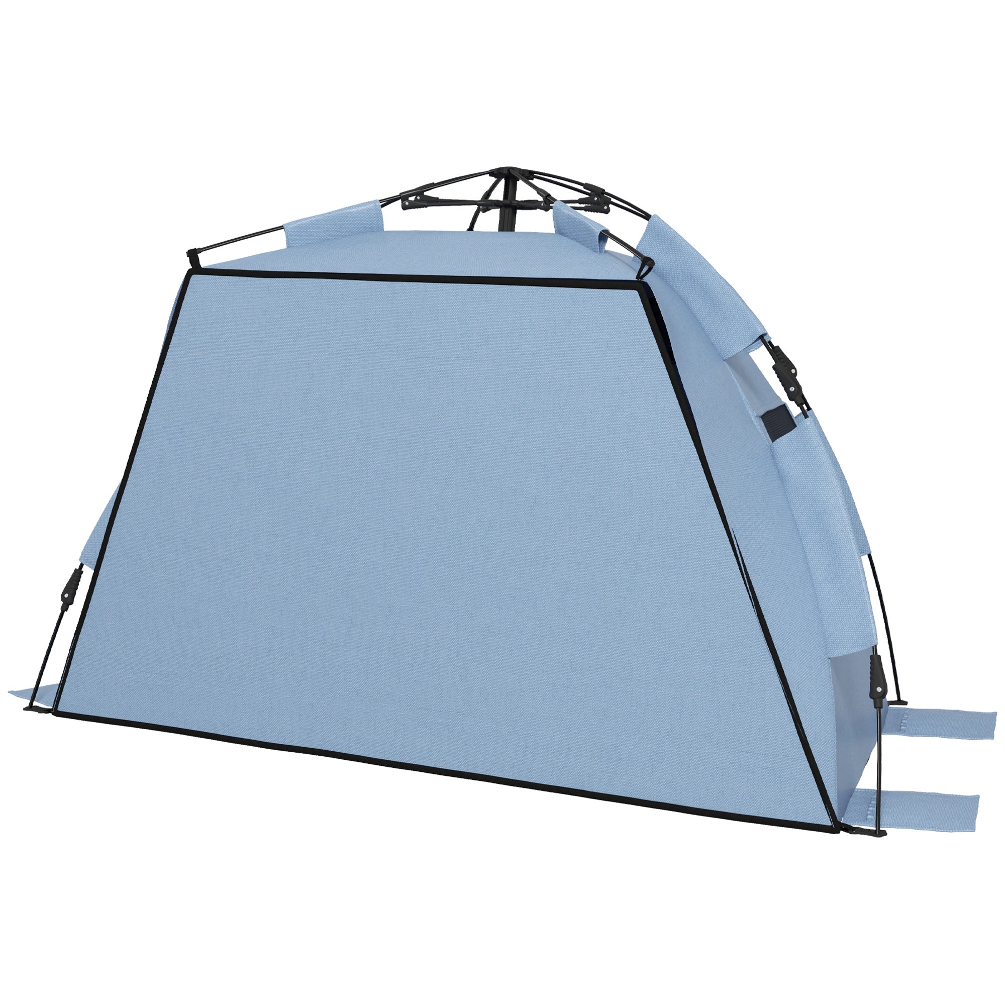 Outsunny Pop Up Beach Tent for 2-3 Persons, UPF15+ Sun Protection Shelter with Extended Groundsheet, Sandbags, Light Blue